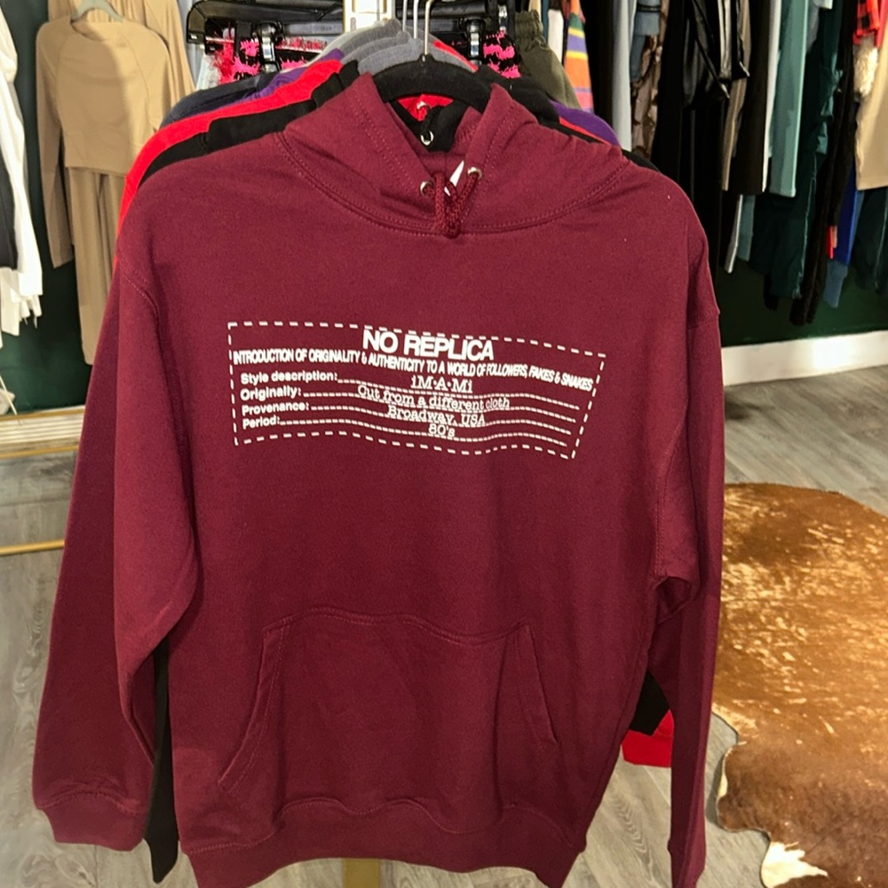 iM•A•Mi No Replica hoodies $50 Available in black red purple and burgundy